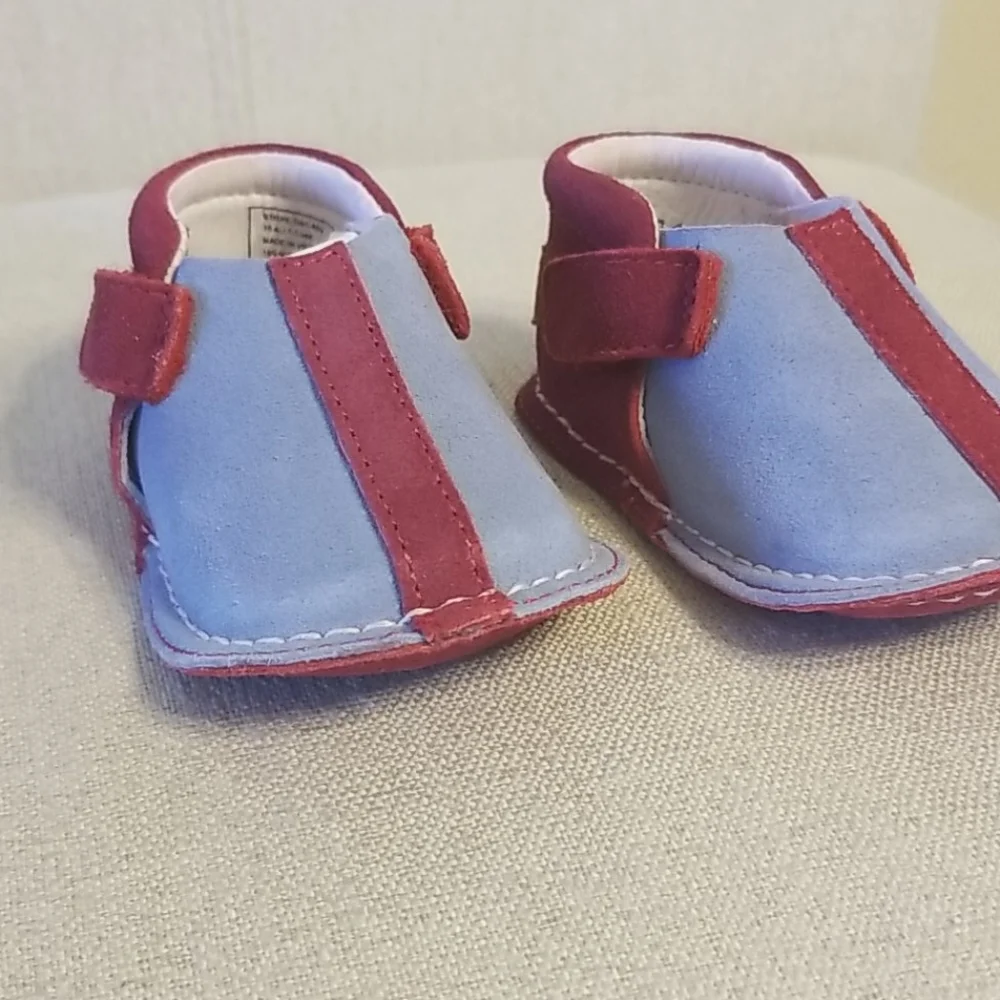 Pipit Striped Toddler Shoes in Sky/Red